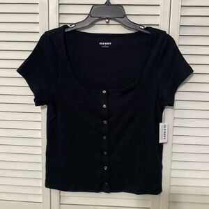 Black crop top button-down, Old Navy brand new never worn size large